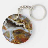 Versteinertes Holz mit Kristallen Schlüsselanhänger (Rückseite)