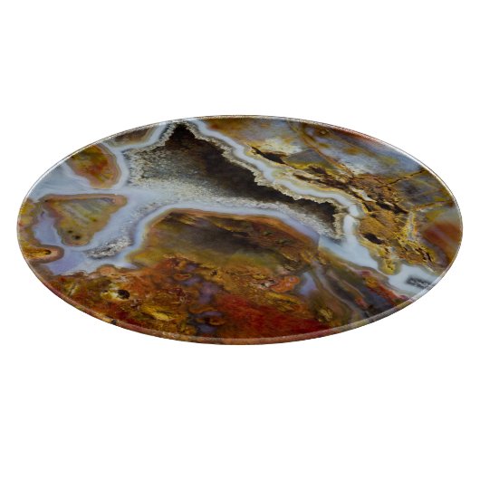 Versteinertes Holz mit Kristallen Schneidebrett (Ecke)