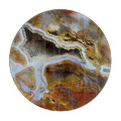 Versteinertes Holz mit Kristallen Schneidebrett (Vorderseite)