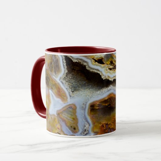 Versteinertes Holz mit Kristallen Tasse (Vorderseite Links)