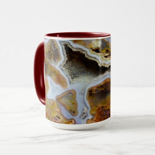 Versteinertes Holz mit Kristallen Tasse (Vorderseite Links)