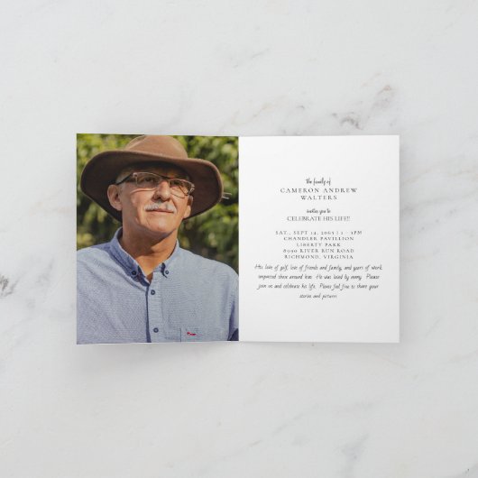 Verstorbenes Foto Feier des Lebens geklappt Einladung (Innenseite)