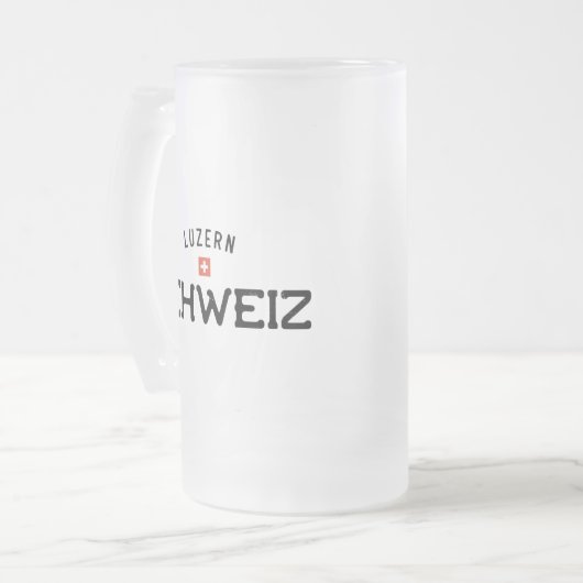 Verstörte Luzern Schweiz (Luzerne Schweiz) Mattglas Bierglas (Vorderseite Links)