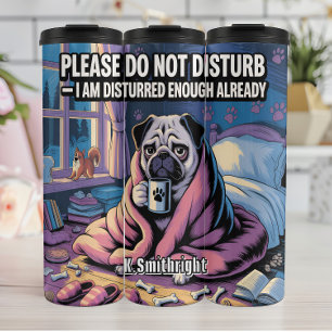 Verstörter Mops bitte nicht Thermosbecher