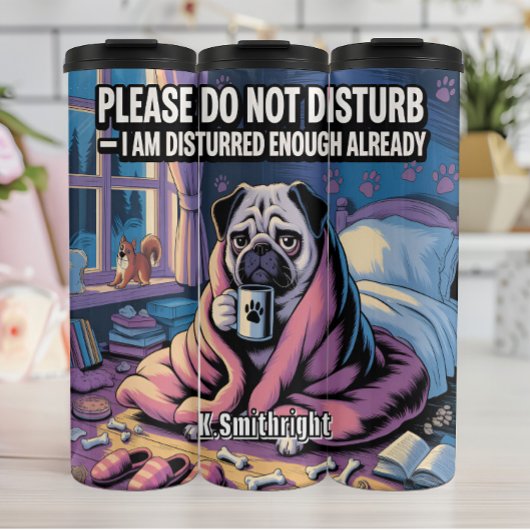 Verstörter Mops bitte nicht Thermosbecher