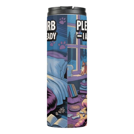 Verstörter Mops bitte nicht Thermosbecher (Rückseite)