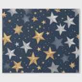 verstreute goldene und silberne Sterne Geschenkpapier (Flach)