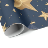 verstreute goldene und silberne Sterne Geschenkpapier (Rolleneckpunkt)