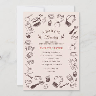 Verstreute handgezeichnete Café-Baby-Party Einladung