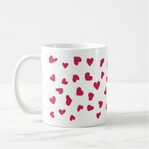 Verstreute rote Herz-Doodle-Tasse