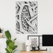 Verstricktes Bio Mesh: Eine glänzende Abstraktion Poster (Heimbüro)