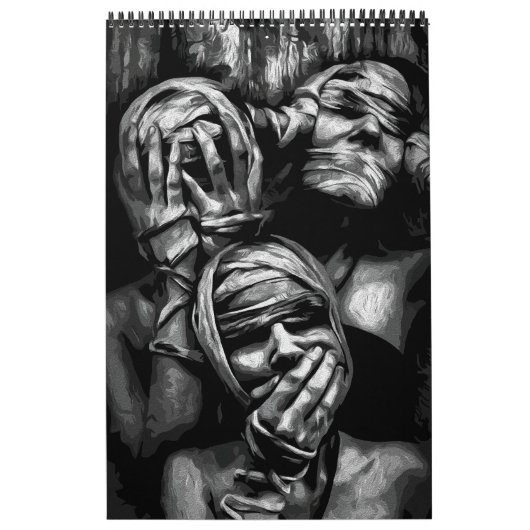 Verstummte Schatten: Abstrakte Gesichter Kalender (Titelbild)