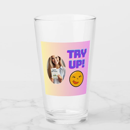 Versuch mal! Fun Emoji Design für Holiday Cheer Glas (Vorderseite)
