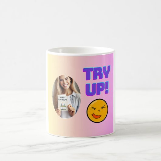 Versuch mal! Fun Emoji Design für Holiday Cheer Kaffeetasse (Mittel)