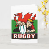 Versuch-Wales-Flagge des Rugbyspielers zählende Karte (Gelbe Blume)