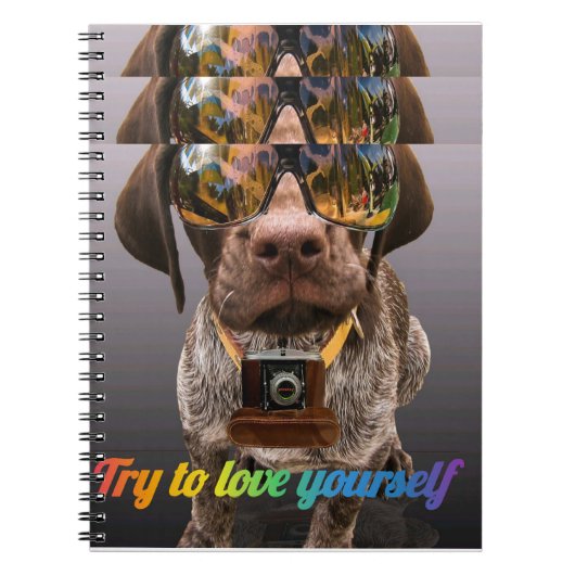 Versuche, dich selbst zu Liebe | Niedlicher Hund m Notizblock (Vorderseite)