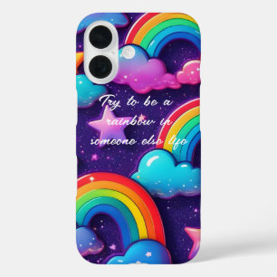 "Versuche, ein Regenbogen zu sein" iPhone 16 Hülle