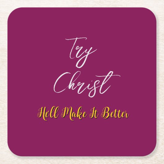 Versuchen Sie Christ Burgundy Rechteckiger Pappuntersetzer (Vorderseite)