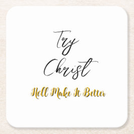 Versuchen Sie Christ White Rechteckiger Pappuntersetzer