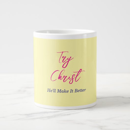 Versuchen Sie Christ Yellow Jumbo-Tasse (Vorderseite)