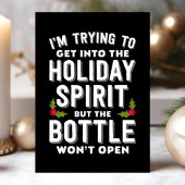 Versuchen Sie, in den Urlaub Geist Flasche lustig  Feiertagskarte