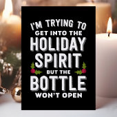 Versuchen Sie, in den Urlaub Geist Flasche lustig  Feiertagskarte