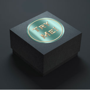 Versuchen Sie mich Imitat-Goldaquamarines Runder Aufkleber