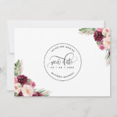 Versuchen wir es noch einmal: Burgund-Blush-Pink-H Save The Date (Rückseite)