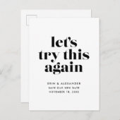 Versuchen wir es noch einmal, das Datum der Hochze Ankündigungspostkarte (Vorne/Hinten)