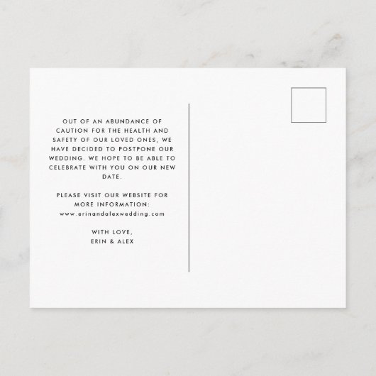 Versuchen wir es noch einmal, das Datum der Hochze Ankündigungspostkarte (Rückseite)