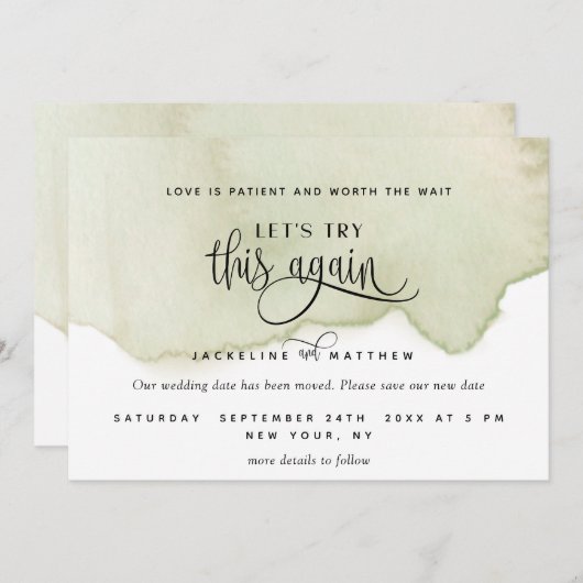 Versuchen wir es noch einmal, grünes Wasser Save The Date (Vorne/Hinten)