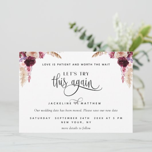 Versuchen wir es noch einmal, Lila, Save the Date  (Stehend Vorderseite)