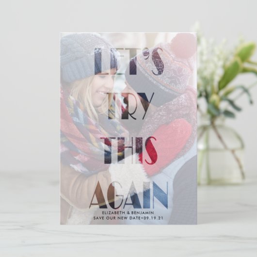 Versuchen wir es noch einmal mit der Hochzeitsverz Save The Date (Stehend Vorderseite)