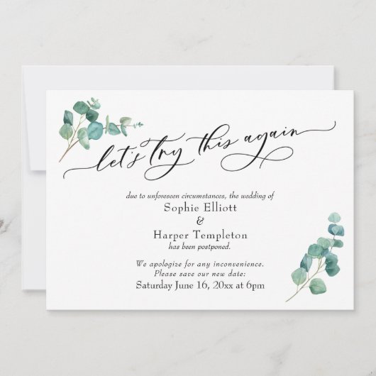 Versuchen wir es noch einmal mit der verspäteten H Einladung (Vorderseite)