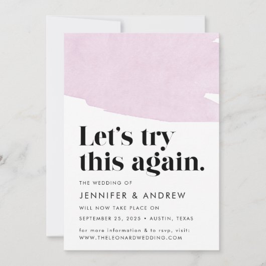 Versuchen wir es noch einmal mit Lila Hochzeitverl Ankündigung (Vorderseite)