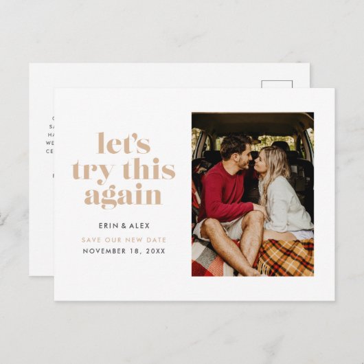 Versuchen wir mal, das Datum der Hochzeit zu änder Ankündigungspostkarte (Vorne/Hinten)