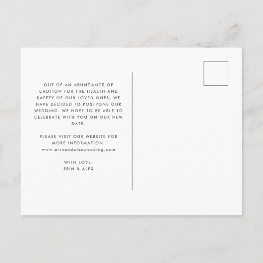 Versuchen wir mal, das Datum der Hochzeit zu änder Ankündigungspostkarte (Rückseite)