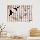 Versuchte Ermordung von Krähen im Weißen Birkenwal Poster (Küche)