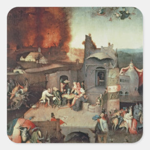 Versuchung von Heiligem Anthony, c.1500 Quadratischer Aufkleber