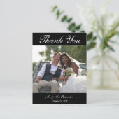 Vert. B&W Custom Wedding Foto Vielen Dank Postkarte (Stehend Vorderseite)