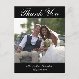 Vert. B&W Custom Wedding Foto Vielen Dank Postkarte