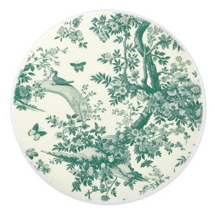 Vert Cream Toile Blütenzweig Keramikknauf