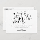 Vertagung der Hochzeit Ankündigungspostkarte (Vorne/Hinten)