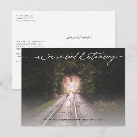 Vertagung der Hochzeit Postkarte (Vorne/Hinten)