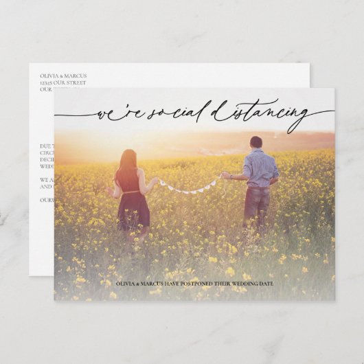 Vertagung der Hochzeit Postkarte (Vorne/Hinten)