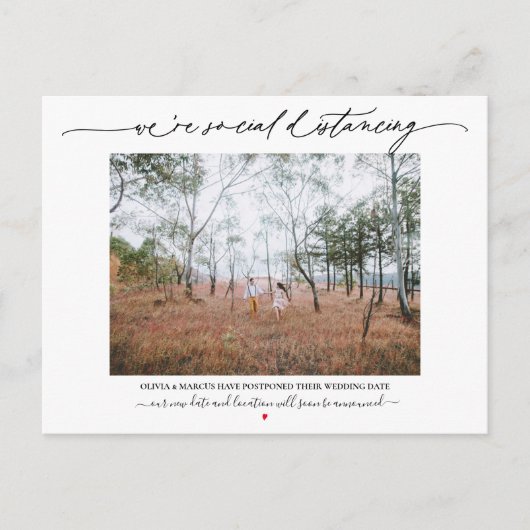 Vertagung der Hochzeit Postkarte (Vorderseite)