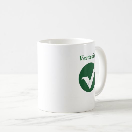 Vertcoin Logo-Tasse Kaffeetasse (VorderseiteRechts)