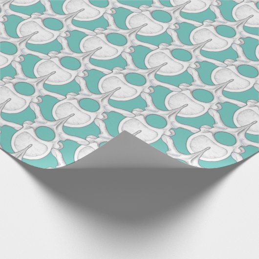 Vertebra über Cyan Wrapping Paper Geschenkpapier (Ecke)