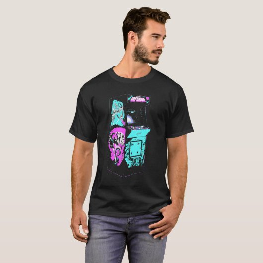 Verteidiger - Retro-Arcade-Spiel T-Shirt (Vorne ganz)