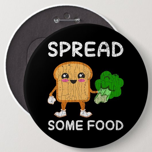 Verteilen Sie einige Lebensmittel Funny Broccoli V Button (Vorne & Hinten)